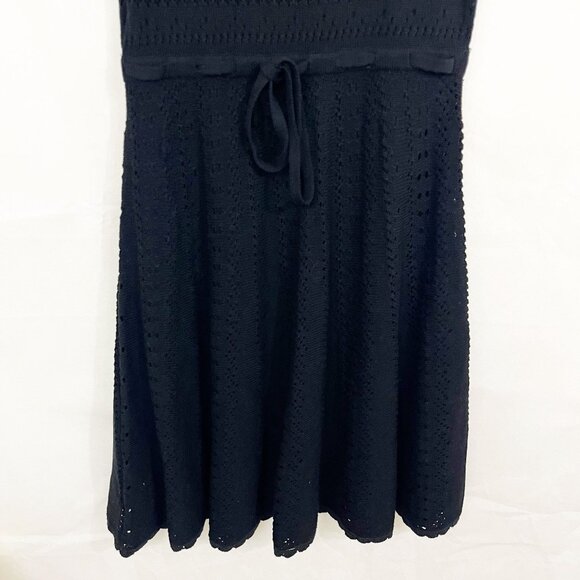 Kate Spade New York Black Pointelle Knit Scalloped Hem Midi Dress - Size XS - Picture 4 of 8